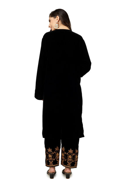 Black Velvet Kashmiri Tilla Embroidered Suit BATIN