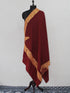 Fine Merino Wool Tilla Embroidered Maroon Shawl BATIN