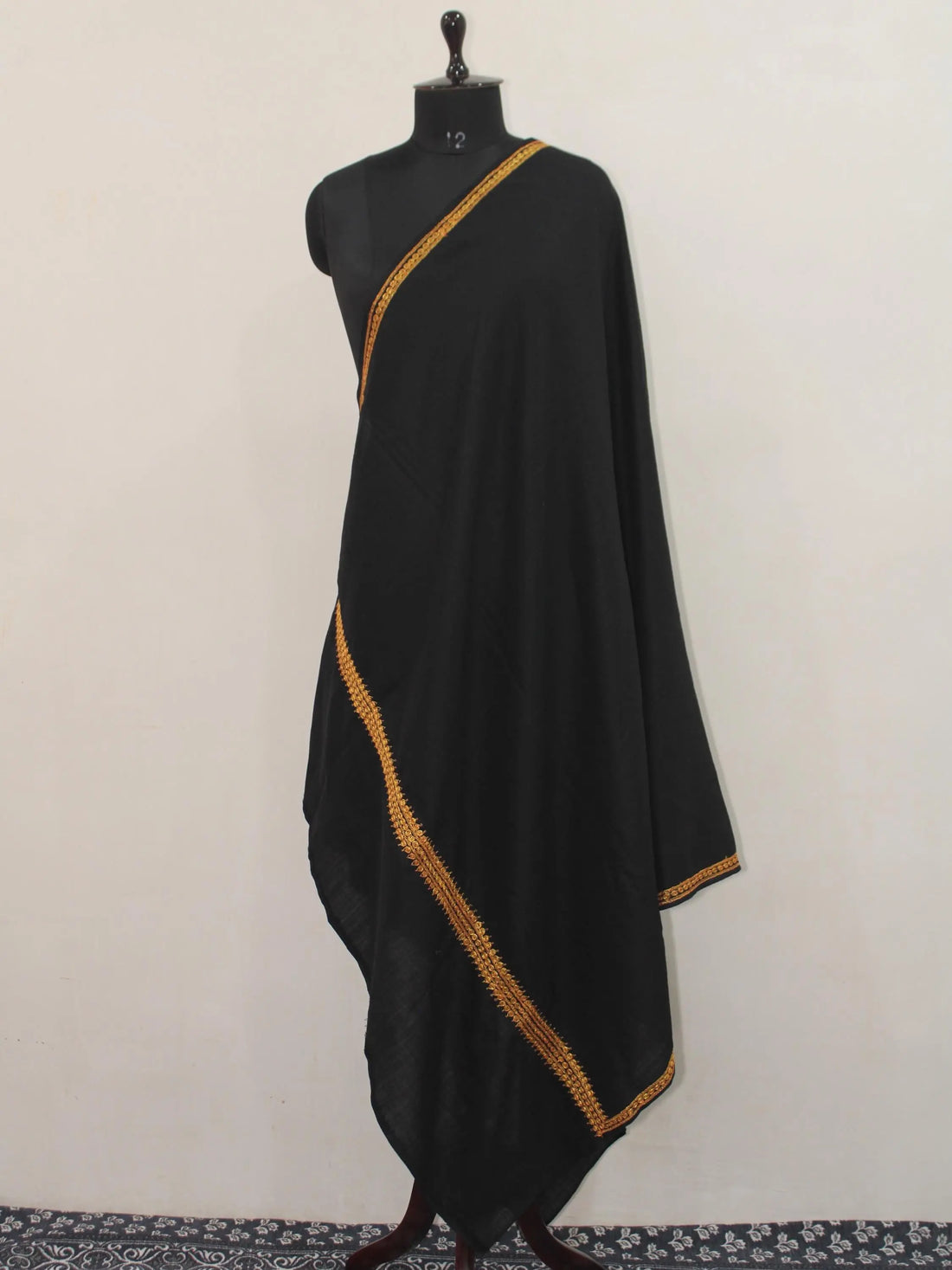 Wool Tilla Embroidered Black Shawl BATIN