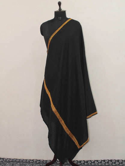Wool Tilla Embroidered Black Shawl BATIN