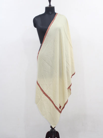 Handmade Sozni Embroidered Merino Wool Stole: Kashmiri Scarf Wrap BATIN