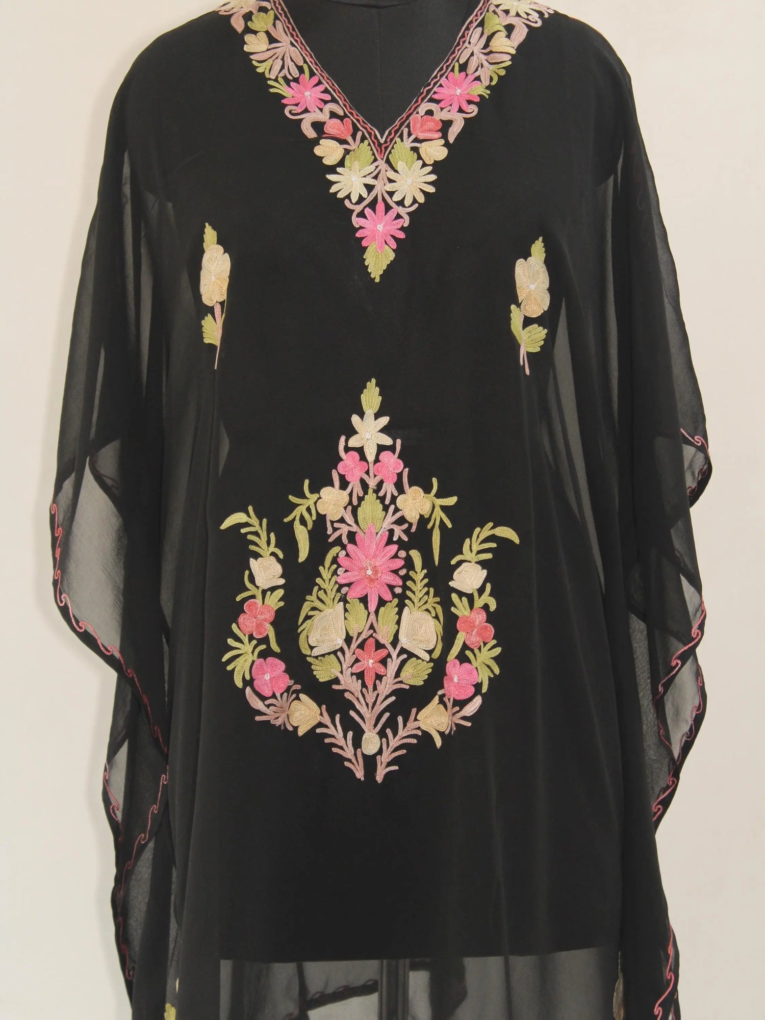 Kashmiri Aari Embroidered Short Georgette Kaftan BATIN