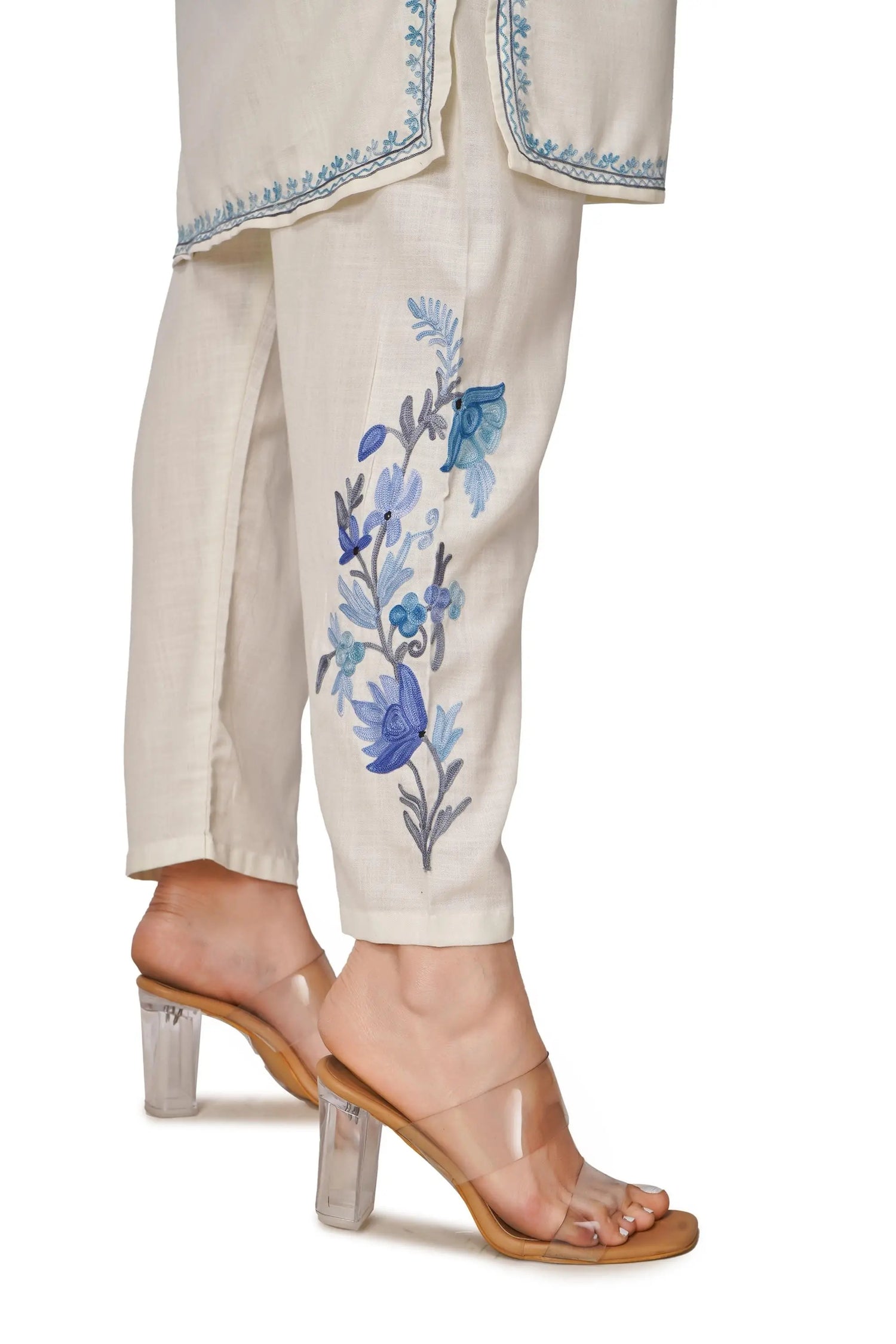 Kashmiri Aari Embroidered Cotton Kurti Pant Set BATIN