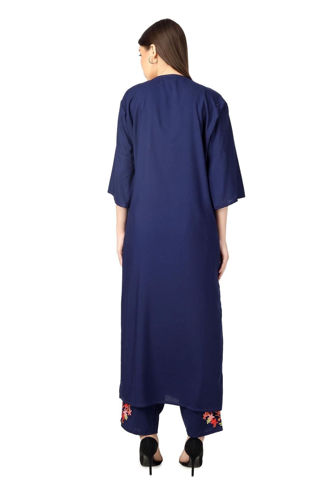 Kashmiri Aari Embroidered Cotton Kurti Pant Set: Kaftan Co-ord BATIN
