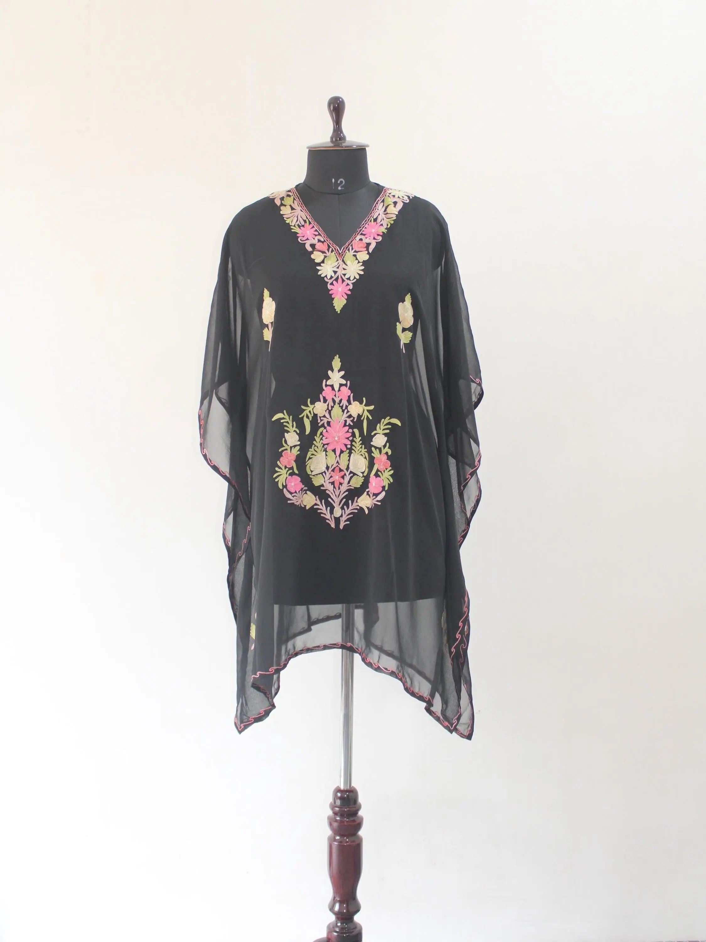 Kashmiri Aari Embroidered Short Georgette Kaftan BATIN