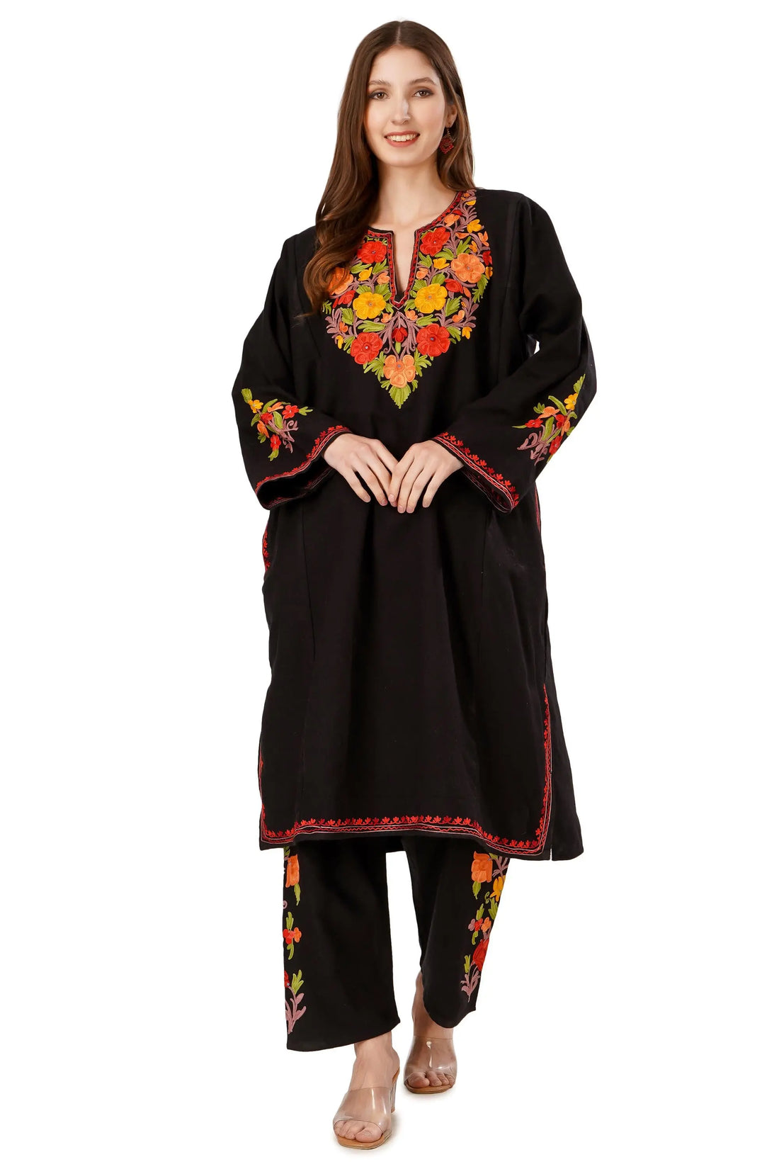 Kashmiri Aari Embroidered wool pheran with Pant BATIN