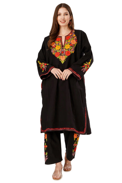 Kashmiri Aari Embroidered wool pheran with Pant BATIN