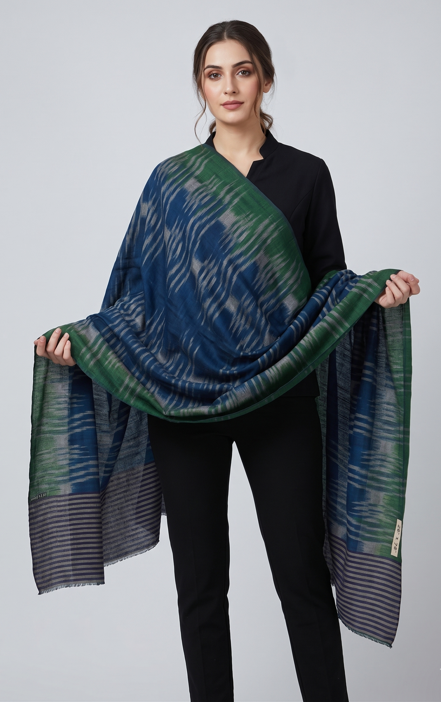 Handwoven Ikat Pure Pashmina Stole / Scarf