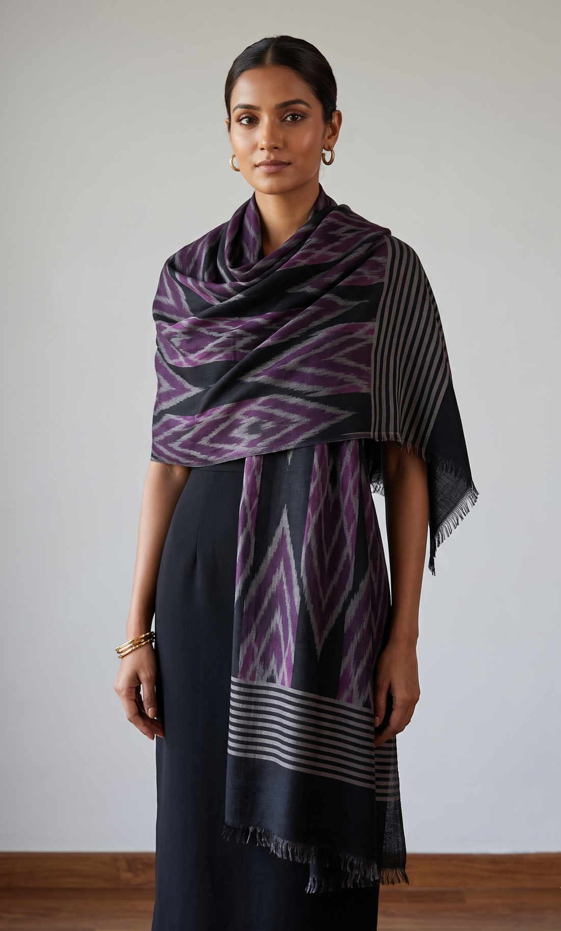 Pure Pashmina Handwoven Ikat Stole / Scarf